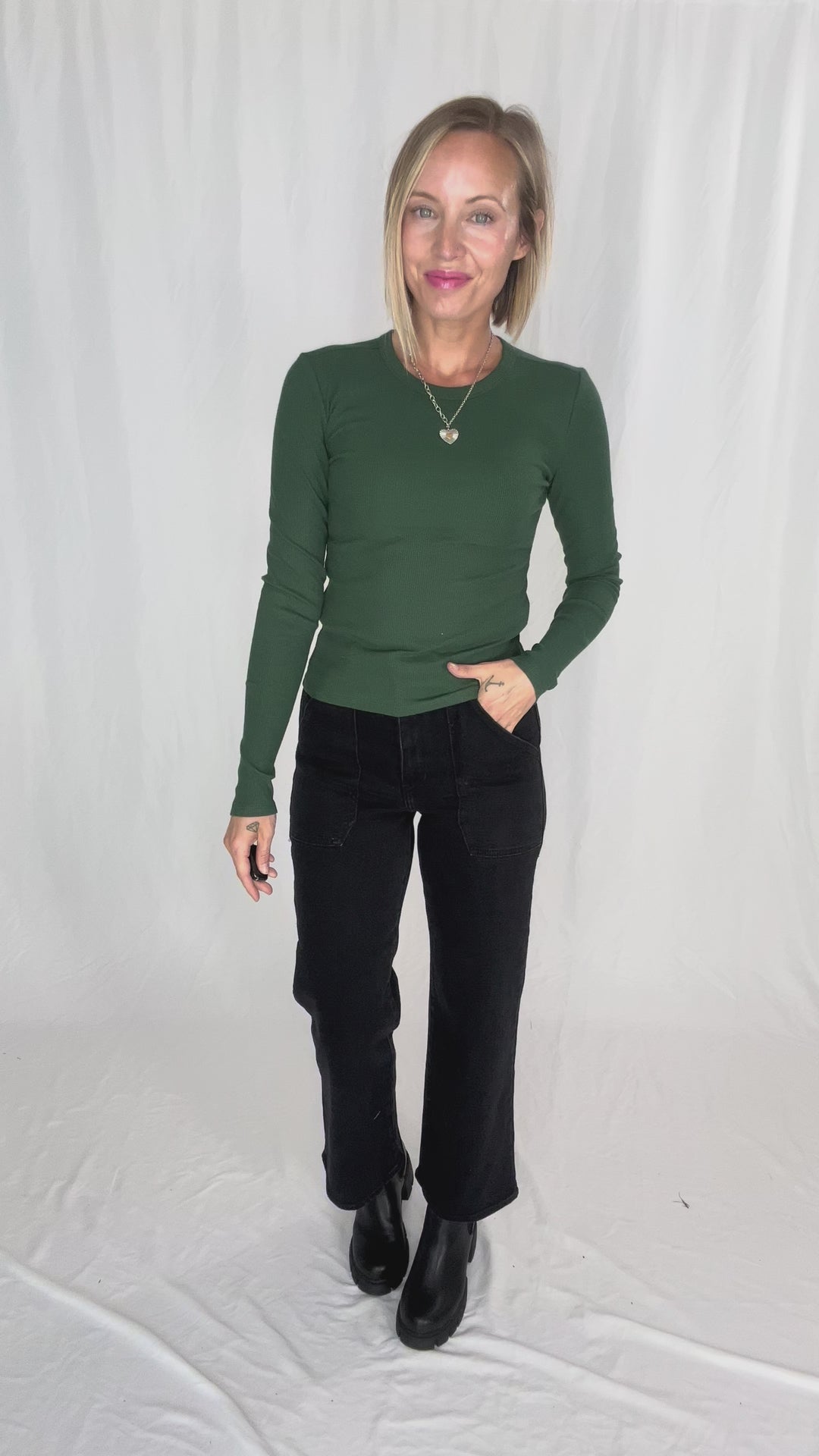 ONLY Easy Ribbed Long Sleeve- PINE NEEDLE