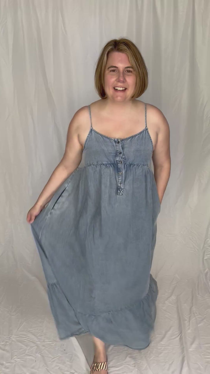 Neve Tencel Chambray Scoop Maxi- DENIM-FINAL SALE