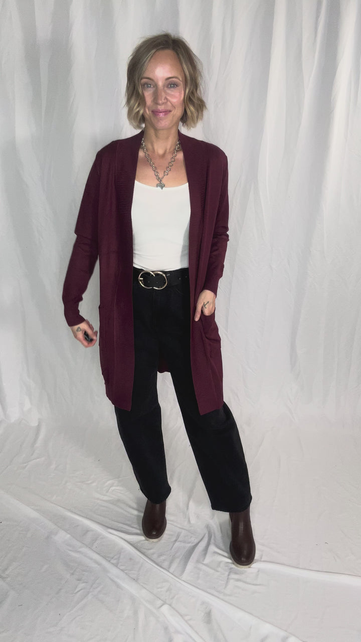 Birchwood Classic Pocket Cardigan- BURGUNDY