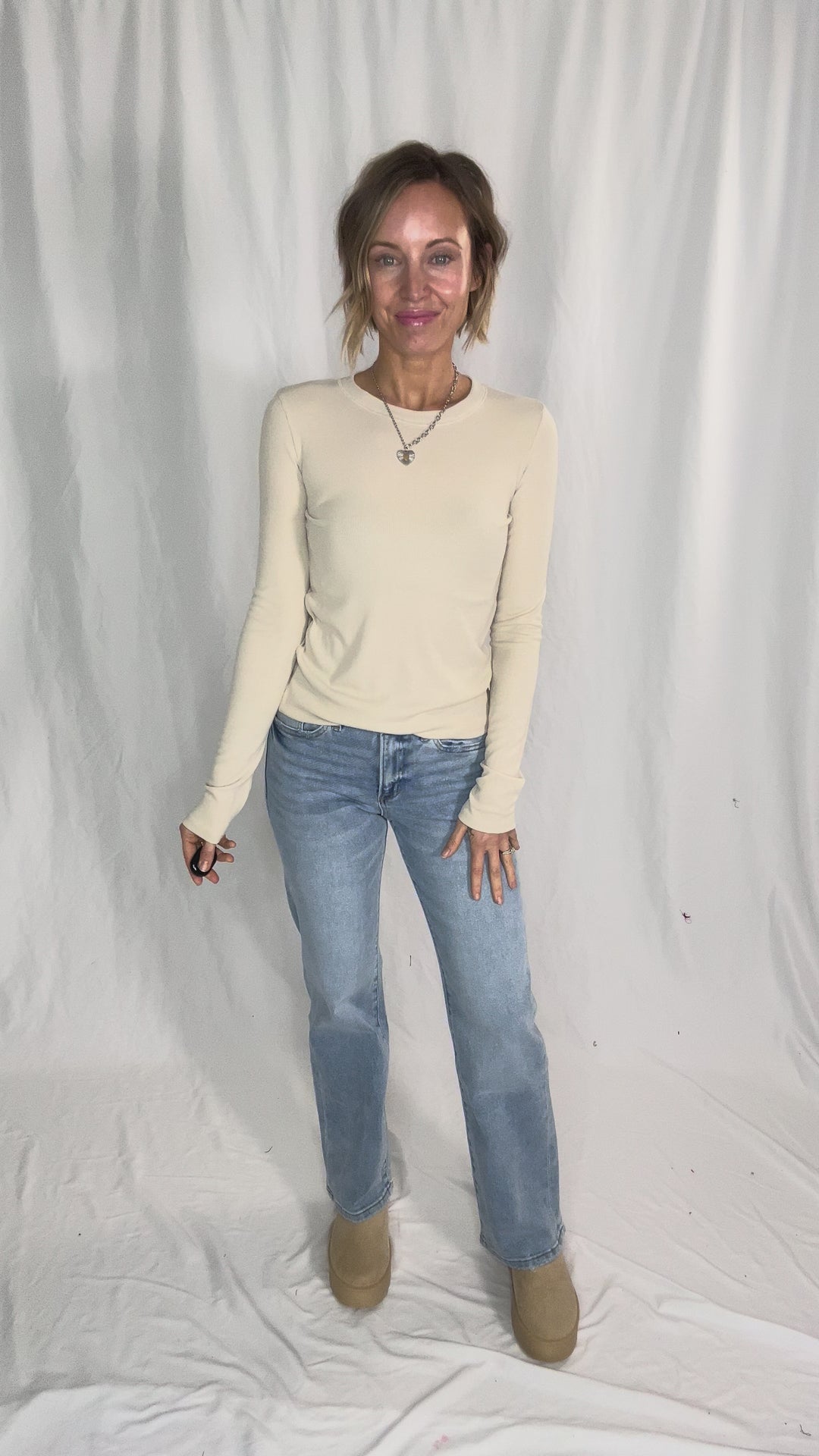 Beth Ribbed Long Sleeve- OATMILK