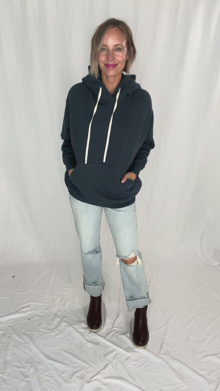 Mono B Cloudwalk Pullover Fleece Hoodie- MIDNIGHT NAVY