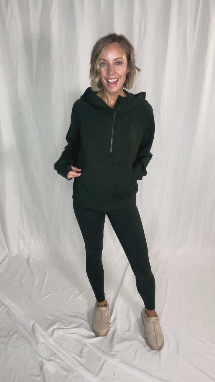Everett Modal 1/2 Zip Hoodie- REGENCY GREEN