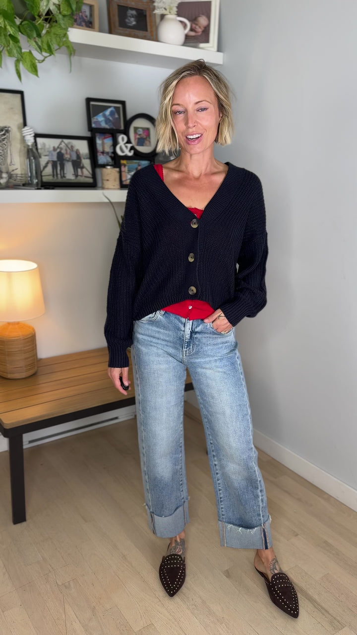 ONLY Caroline Button Cardigan- NIGHT SKY NAVY