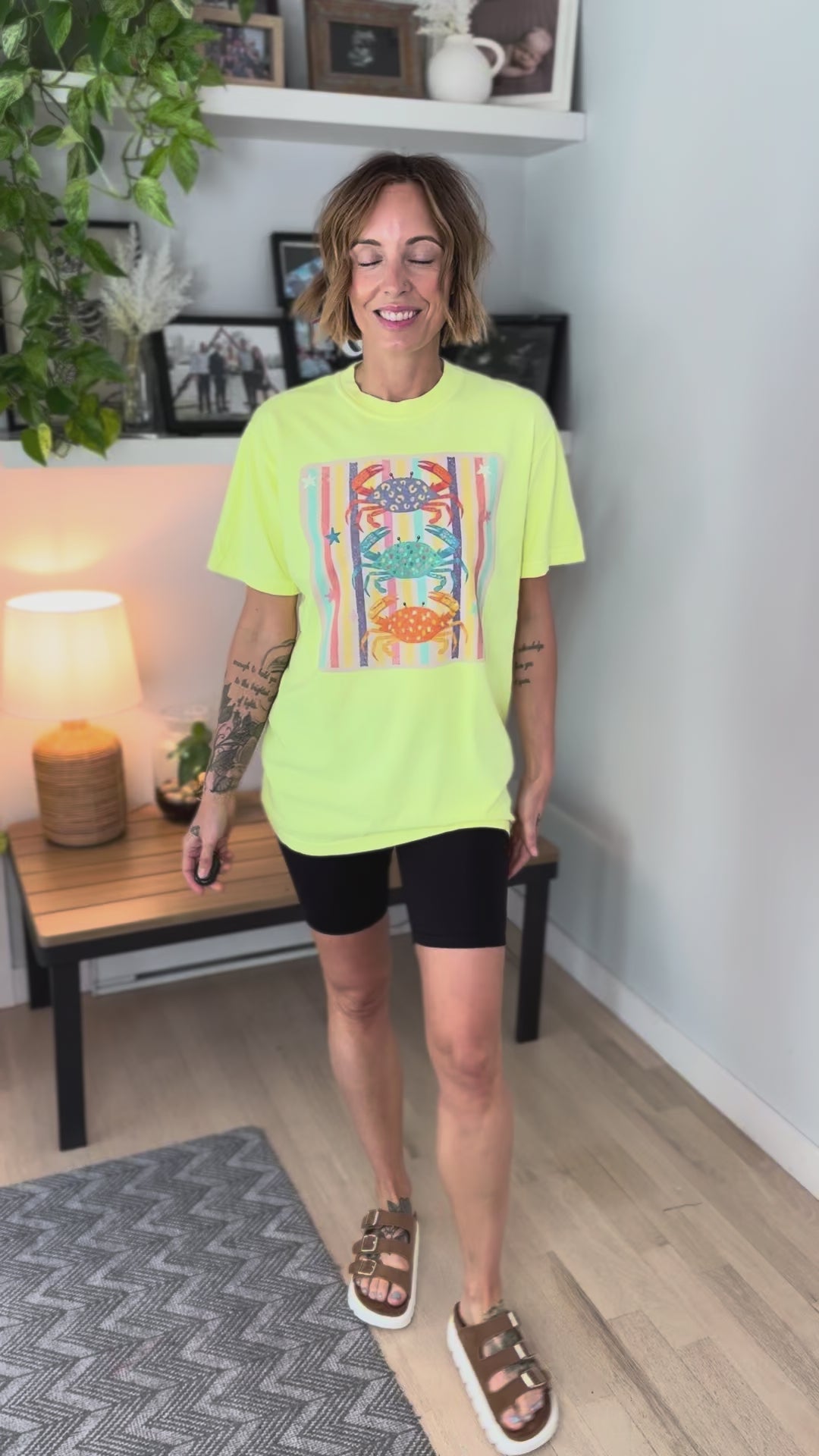 Crabby Graphic Tee- NEON LIME