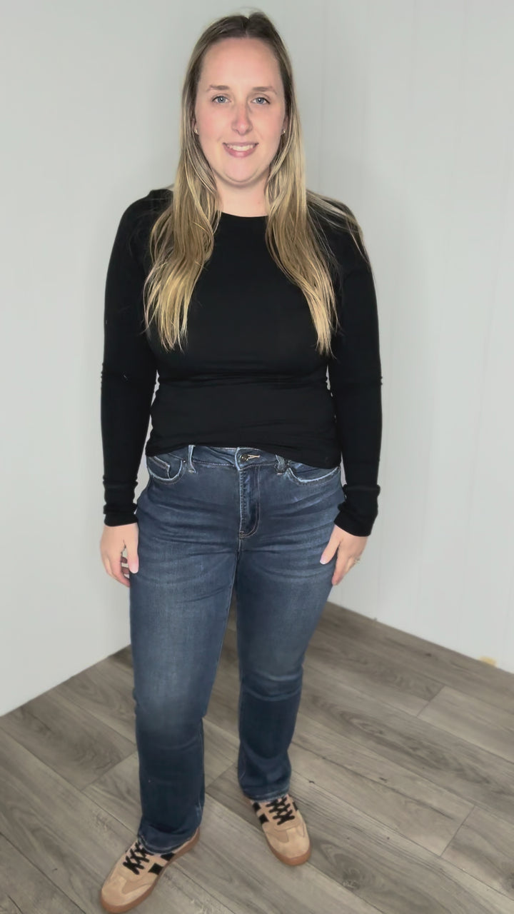 Mica Senna High Rise Straight Leg Jeans- VINTAGE DARK