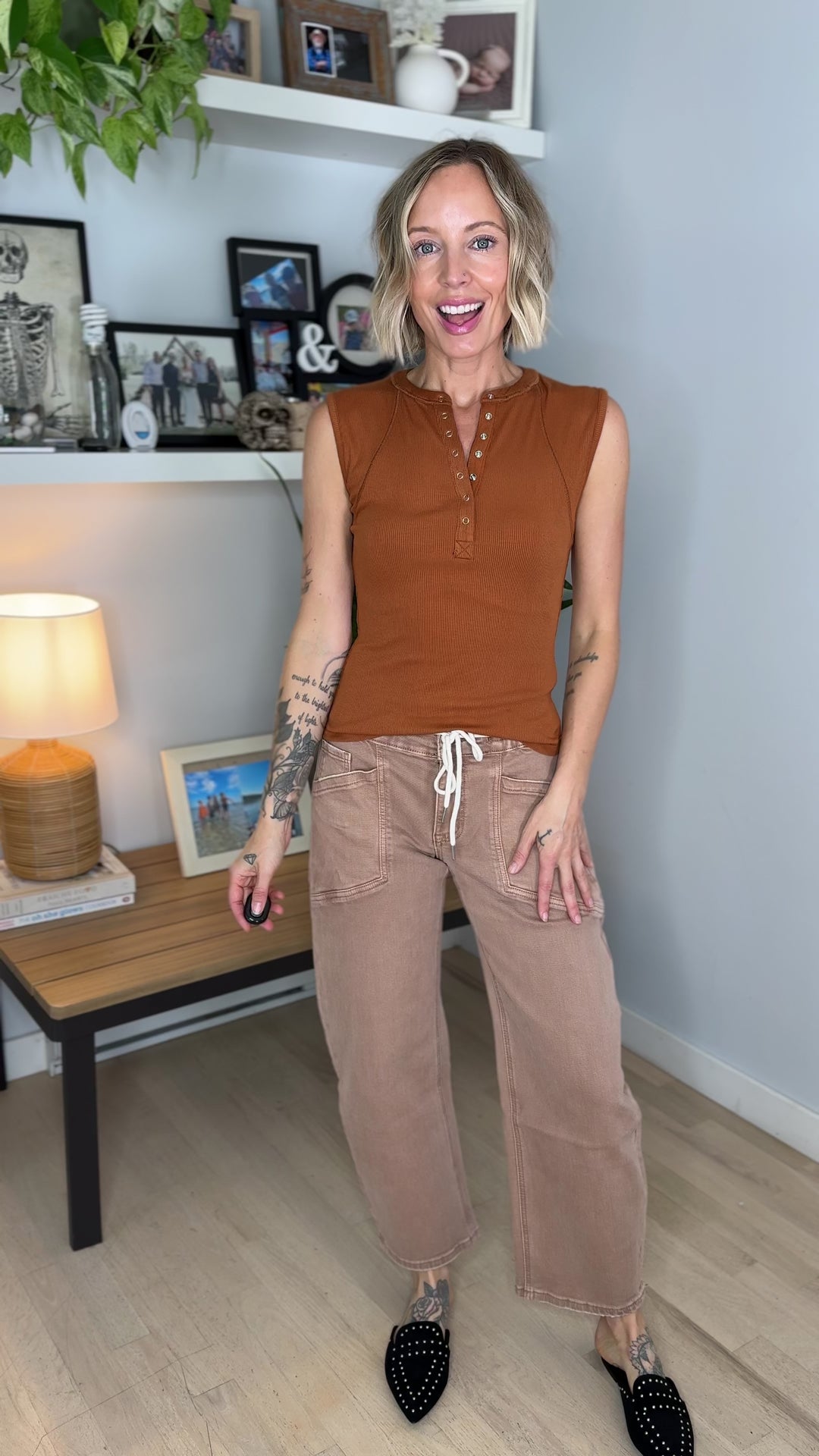 Mono B Emmer Micro Ribbed Henley- GOLDEN HOUR