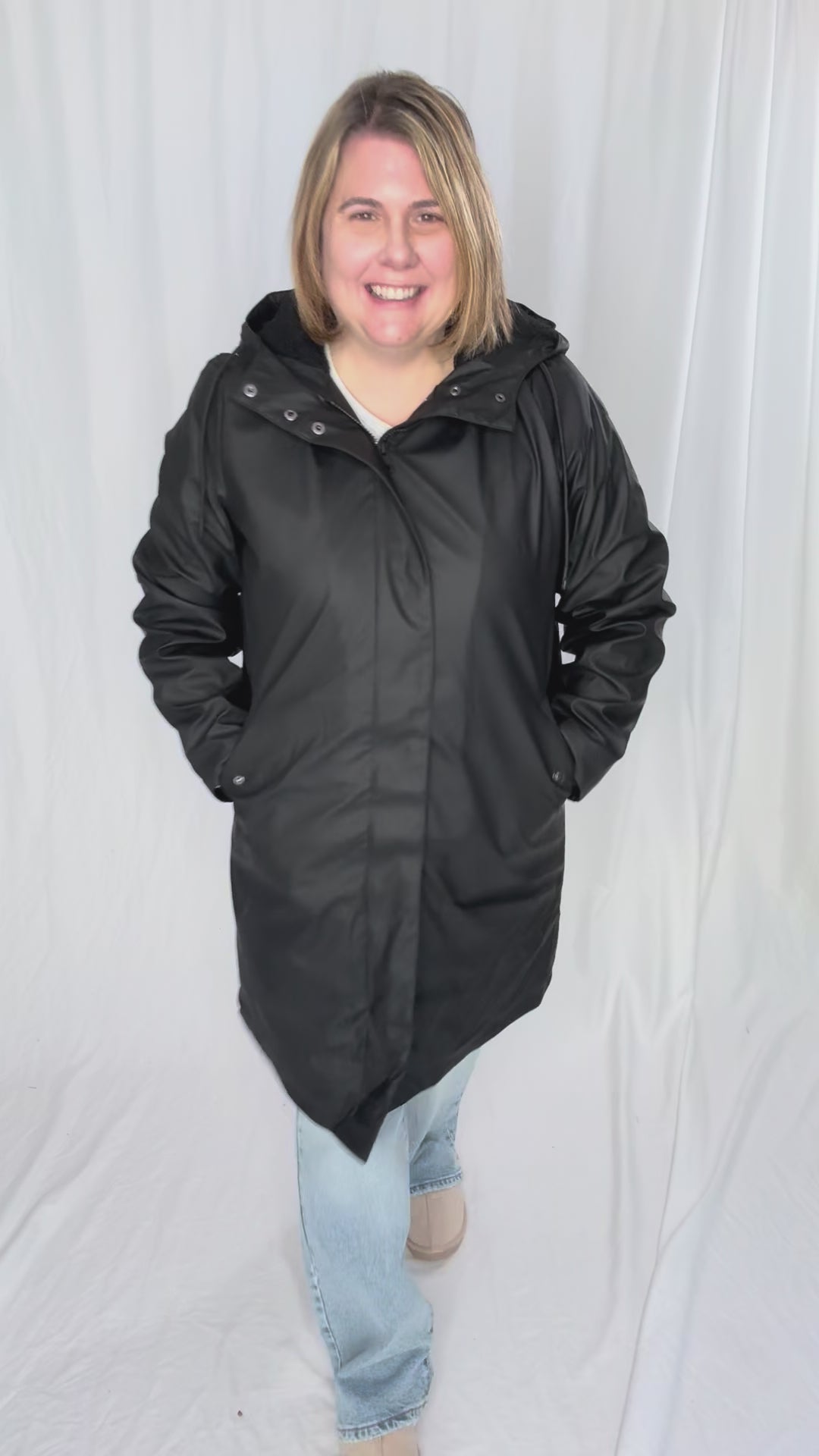 ONLY Sia Sherpa Lined Raincoat- BLACK
