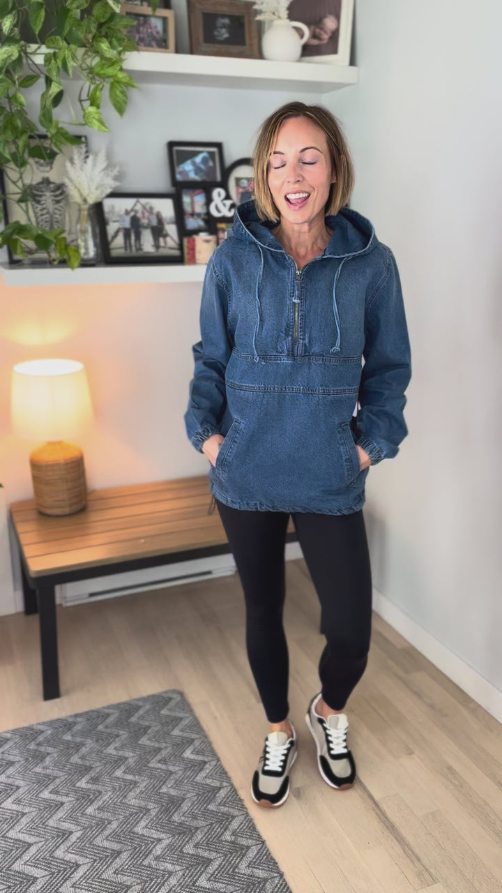 Bex Denim Hoodie Jacket- MEDIUM WASH