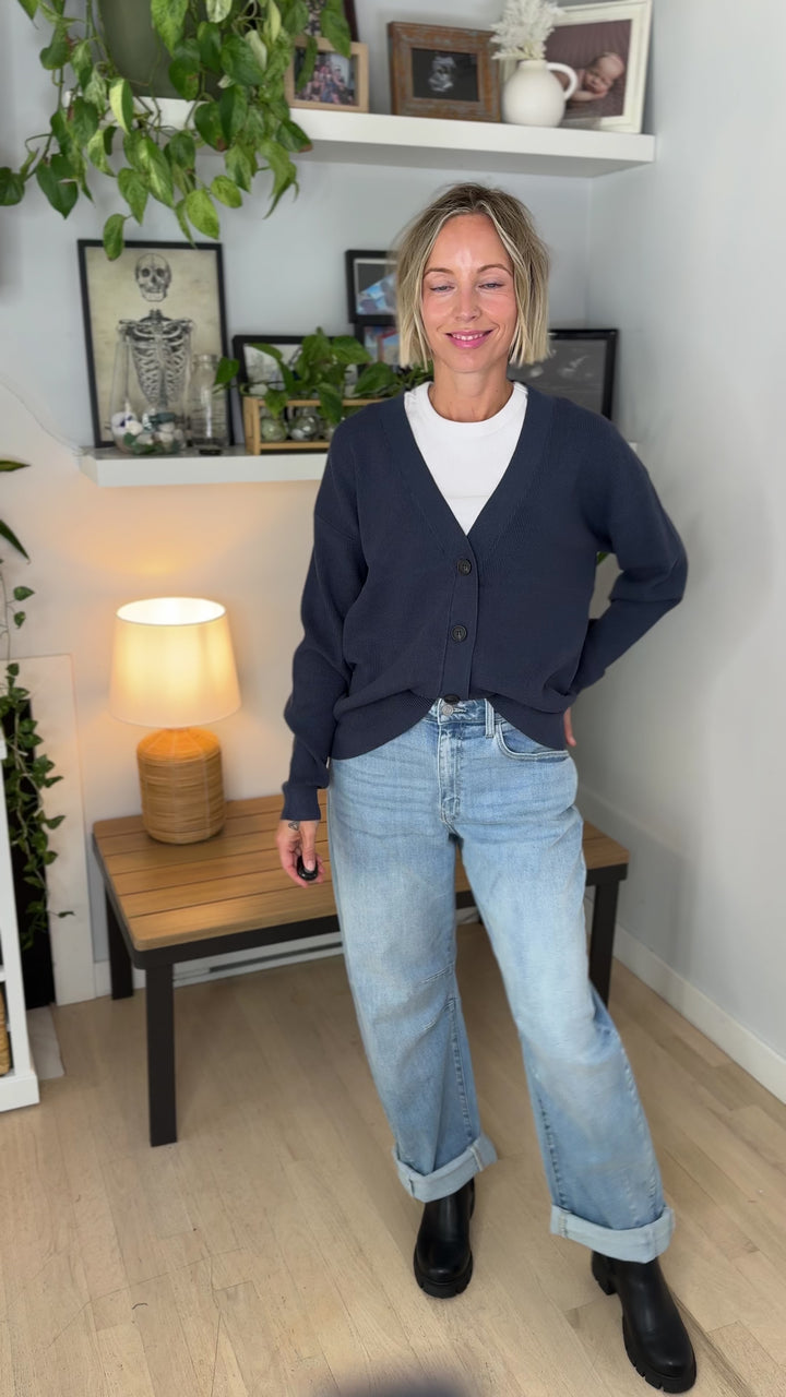 Markus Soft Knit Button Cardigan- MIDNIGHT