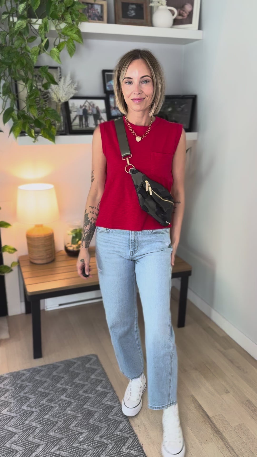 Zosia Cotton Pocket Tank- RED-FINAL SALE