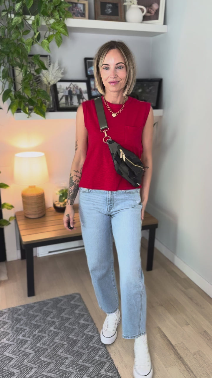 Zosia Cotton Pocket Tank- RED-FINAL SALE