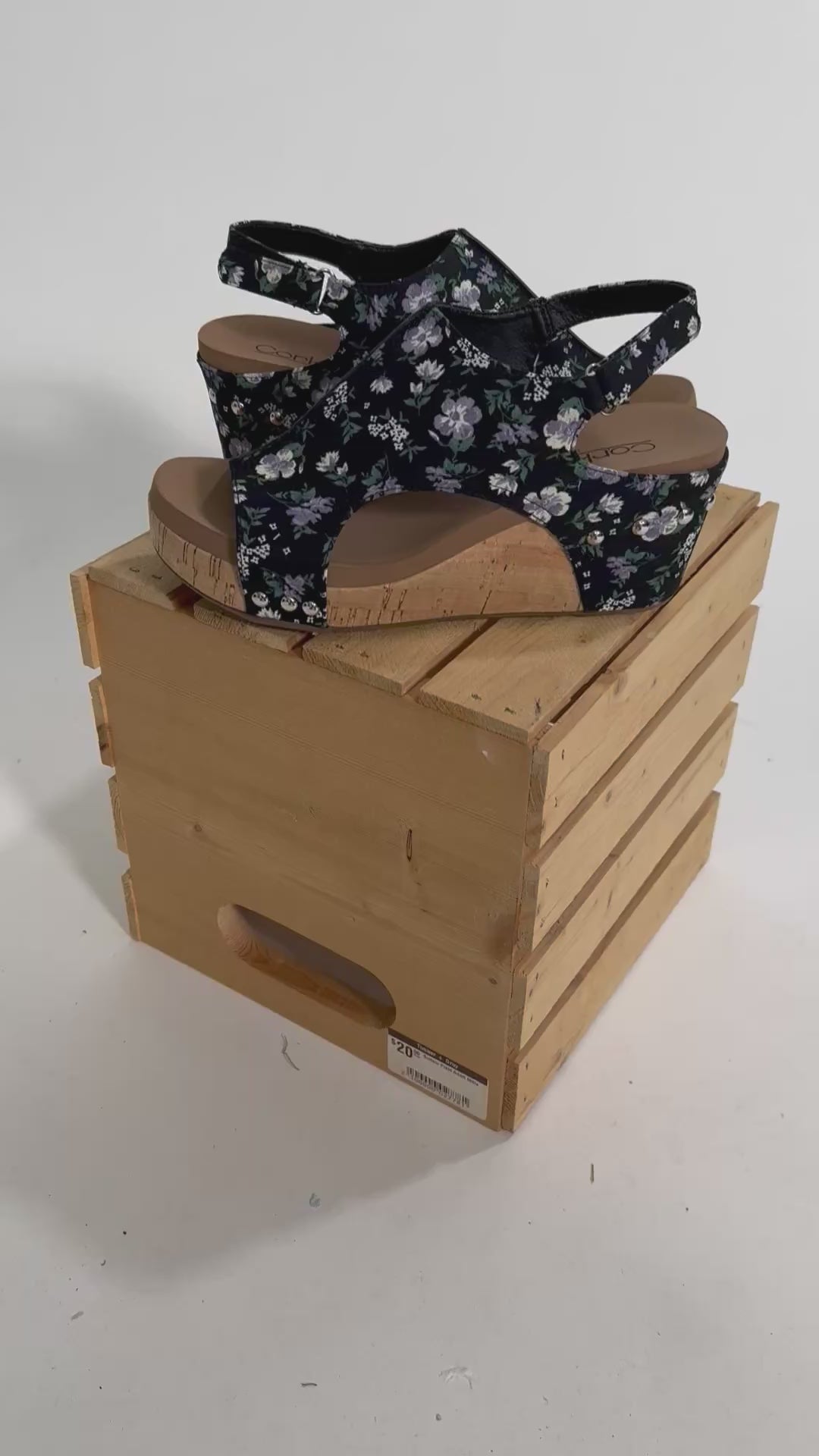 CORKYS Carley Comfort Wedge Sandal- BLACK FLORAL-FINAL SALE *10*