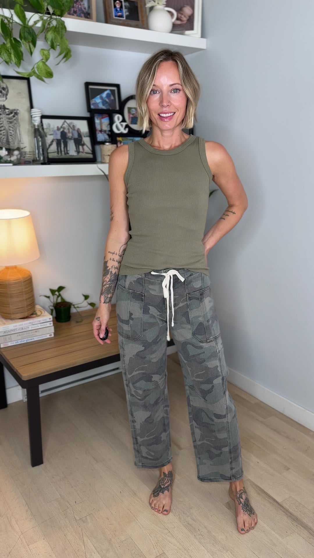 Risen Knitty Slouchy Barrel jeans- CAMO