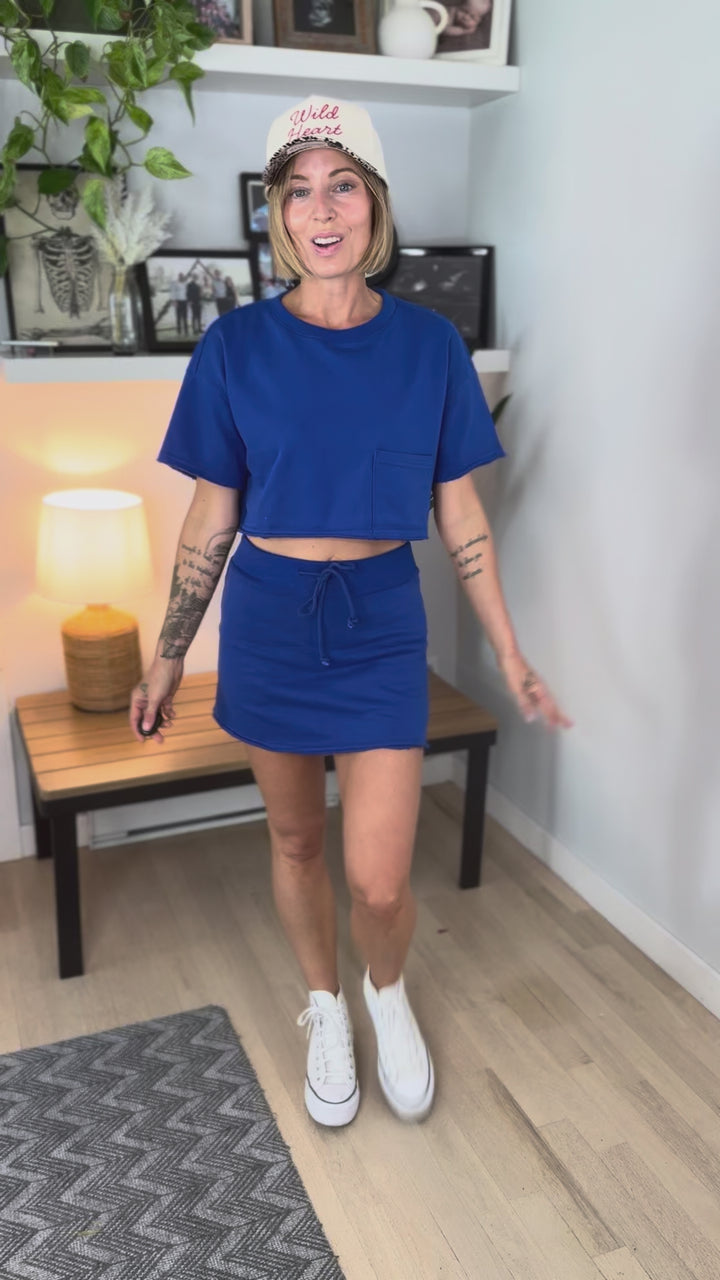 Sunny Rae Cotton Skort Set- COBALT