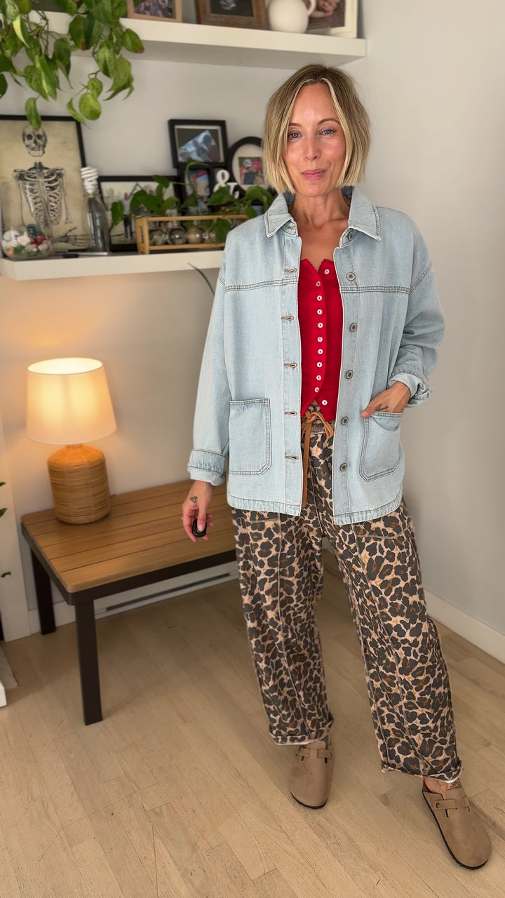 Grace Denim Button Up Jacket- LIGHT WASH