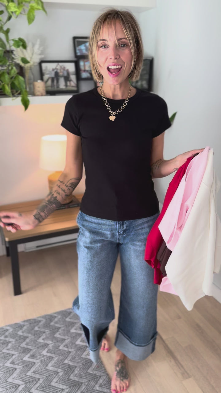 Sable Baby Rib Tee- CHOCOLATE