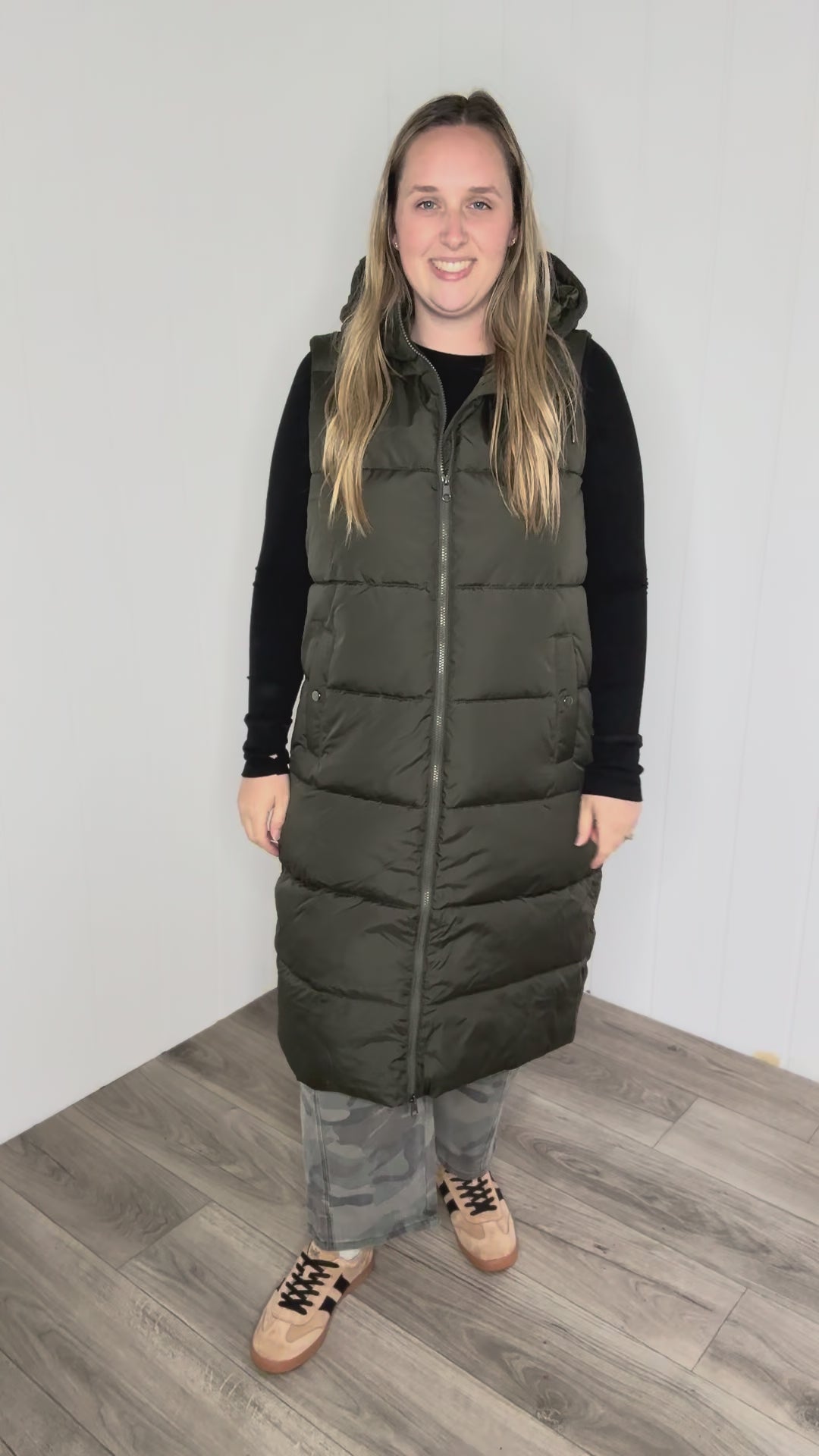 VERO MODA Michelle Long Puffer Vest- FOREST NIGHT