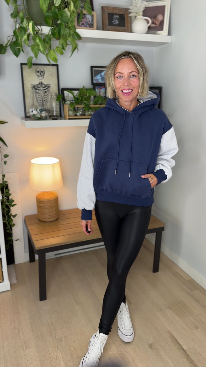 Toffy Two Tone Hoodie- NAVY/GREY