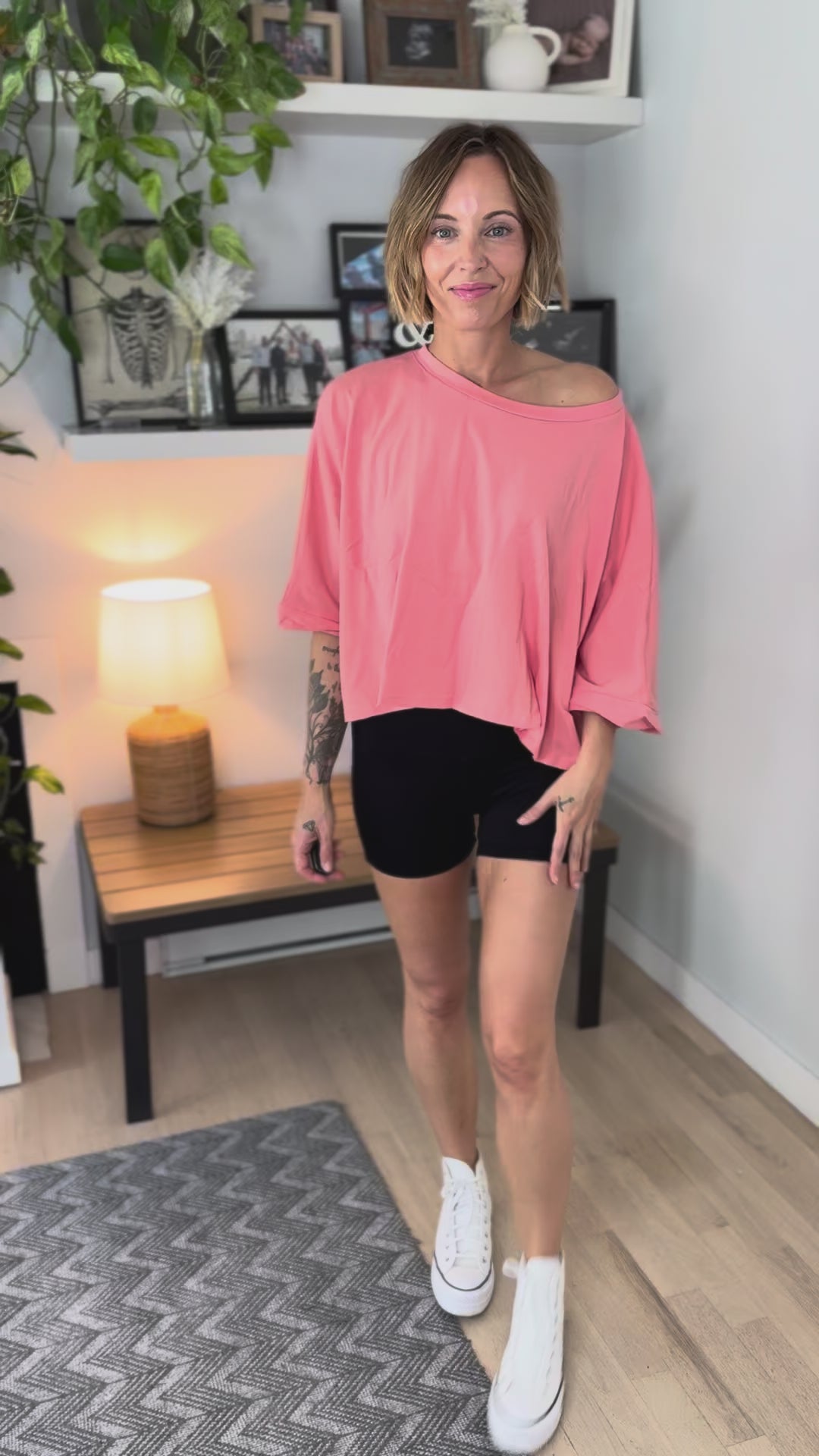 Cape Cod Stretch Cotton Boxy Tee- DARK PEACH