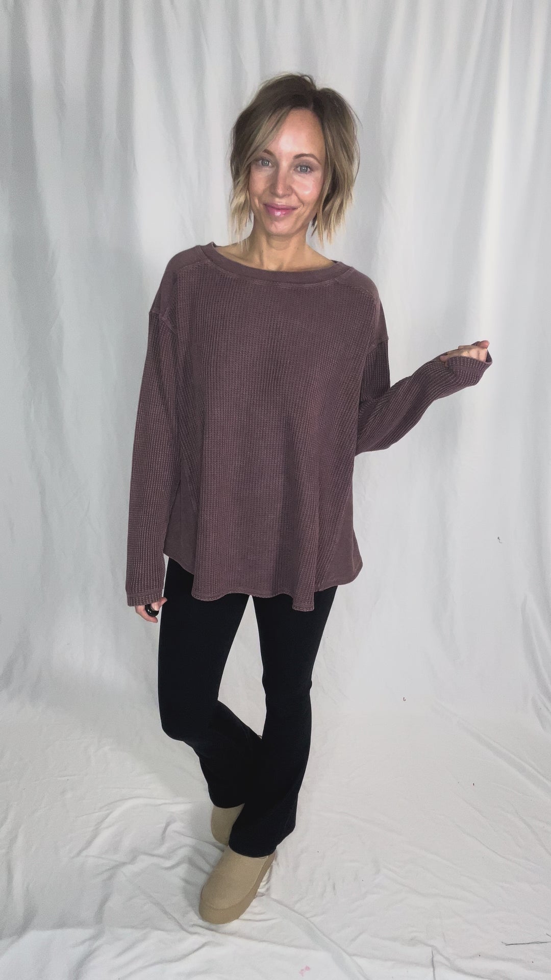 Lenni Waffle High Low Top- DARK CHERRY