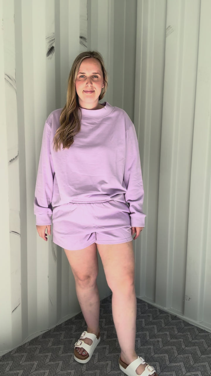 Lenny Mock Neck Pullover- LAVENDER