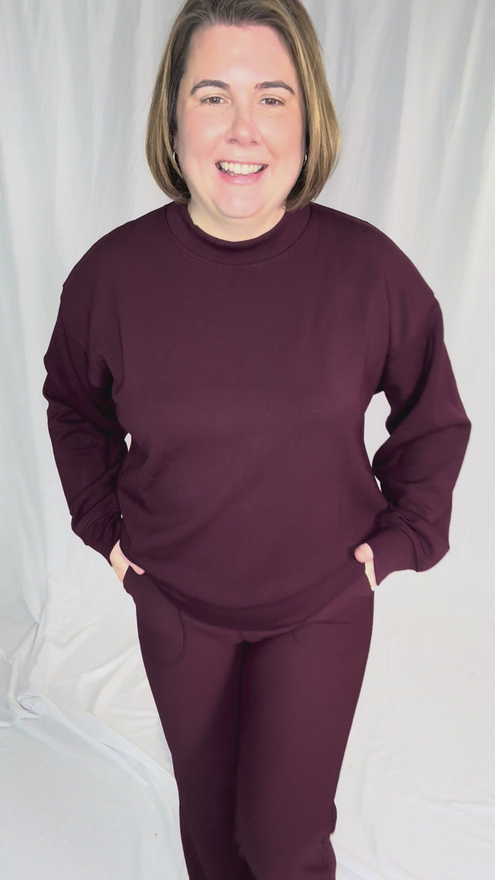 Only The Best Ribbed Flare Legging- DARK CHERRY