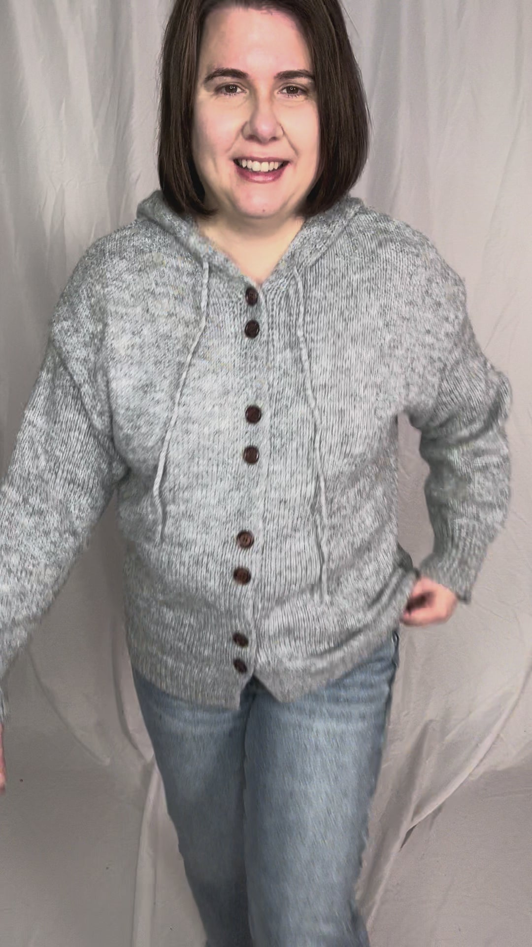 Malachai Button Down Hoodie Cardigan- GREY