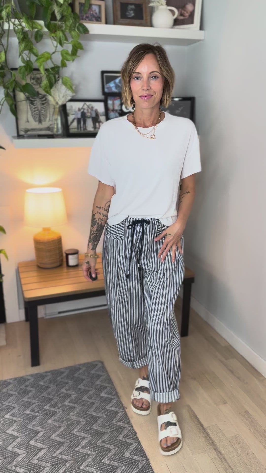 Wild Sage Drop Shoulder Ribbed Tee- WHITE