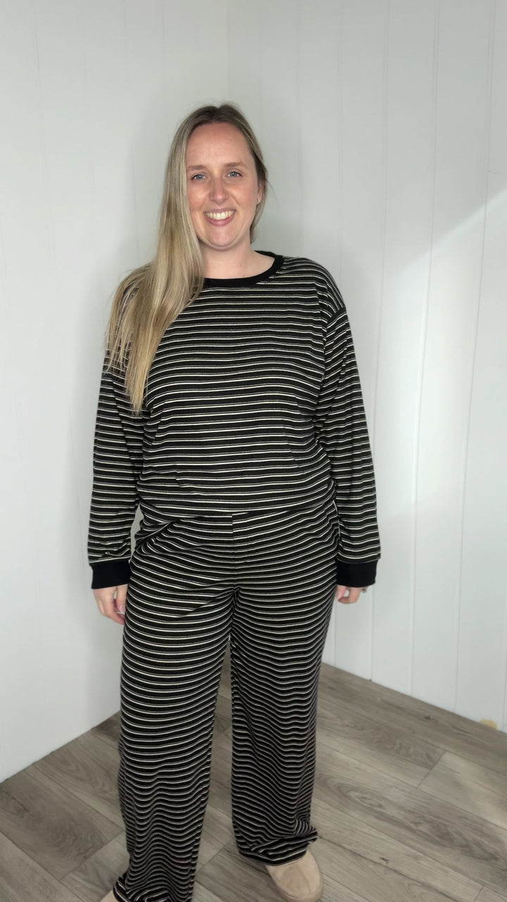 Carlow Brushed Stripe Set- BLACK