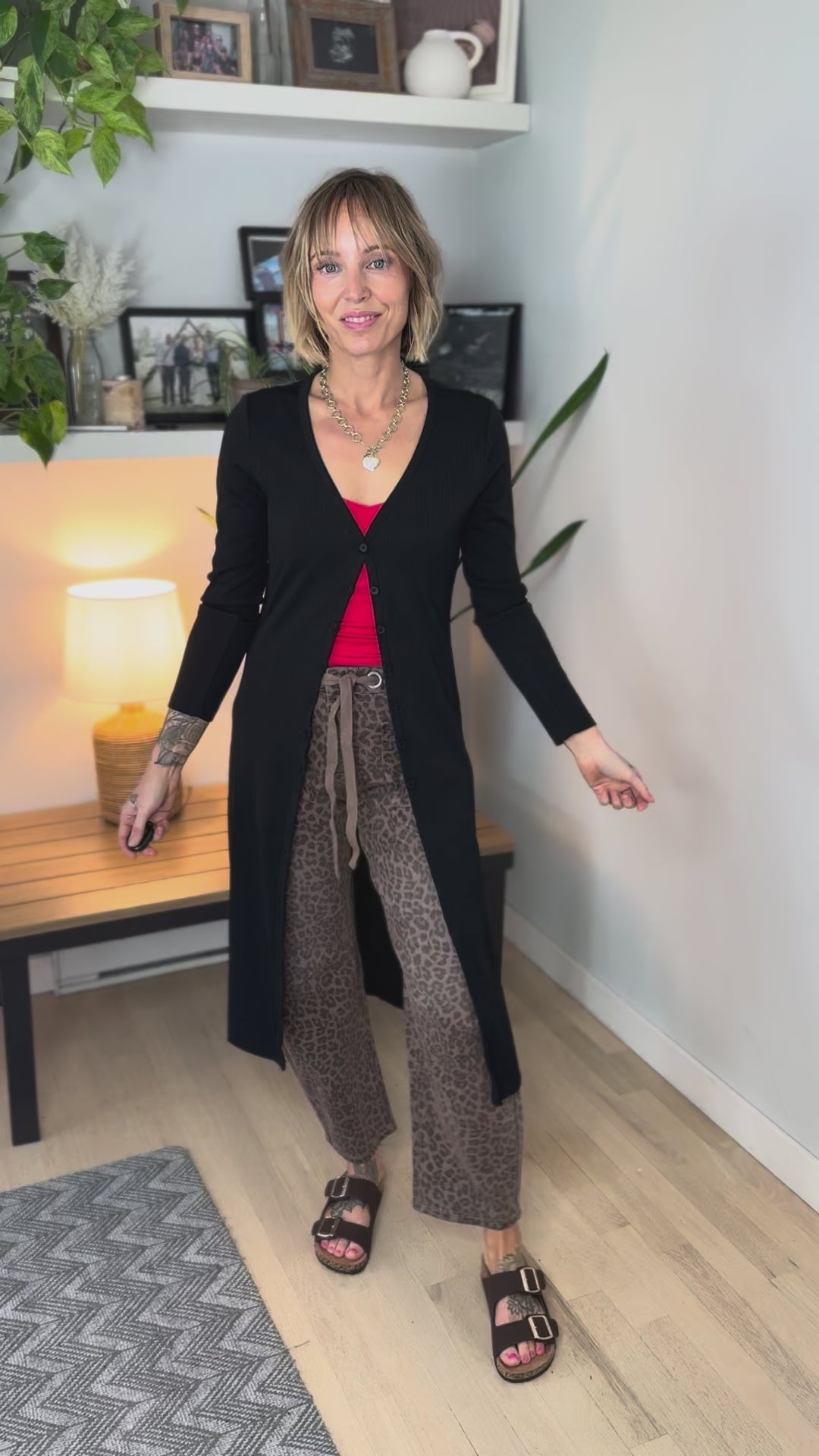 Tina Ribbed Button Cardigan- BLACK