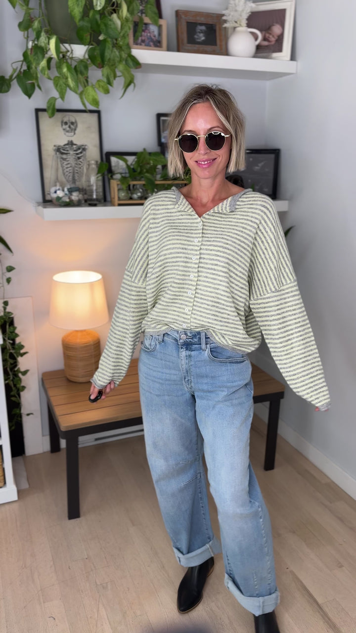 Acorn Raw Edge Button Down Cardigan- BUTTER YELLOW