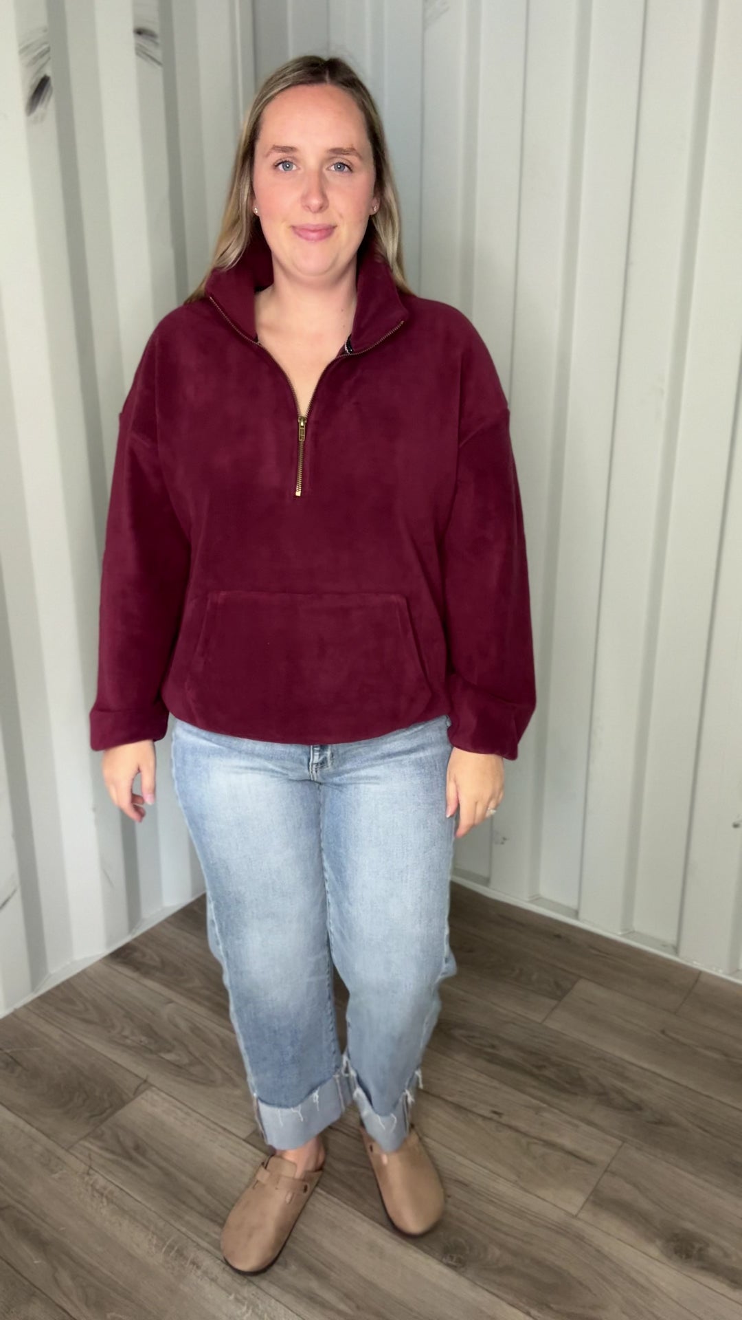 Harvest Sun 1/4 Zip Premium Plush Fleece Pullover- PLUM