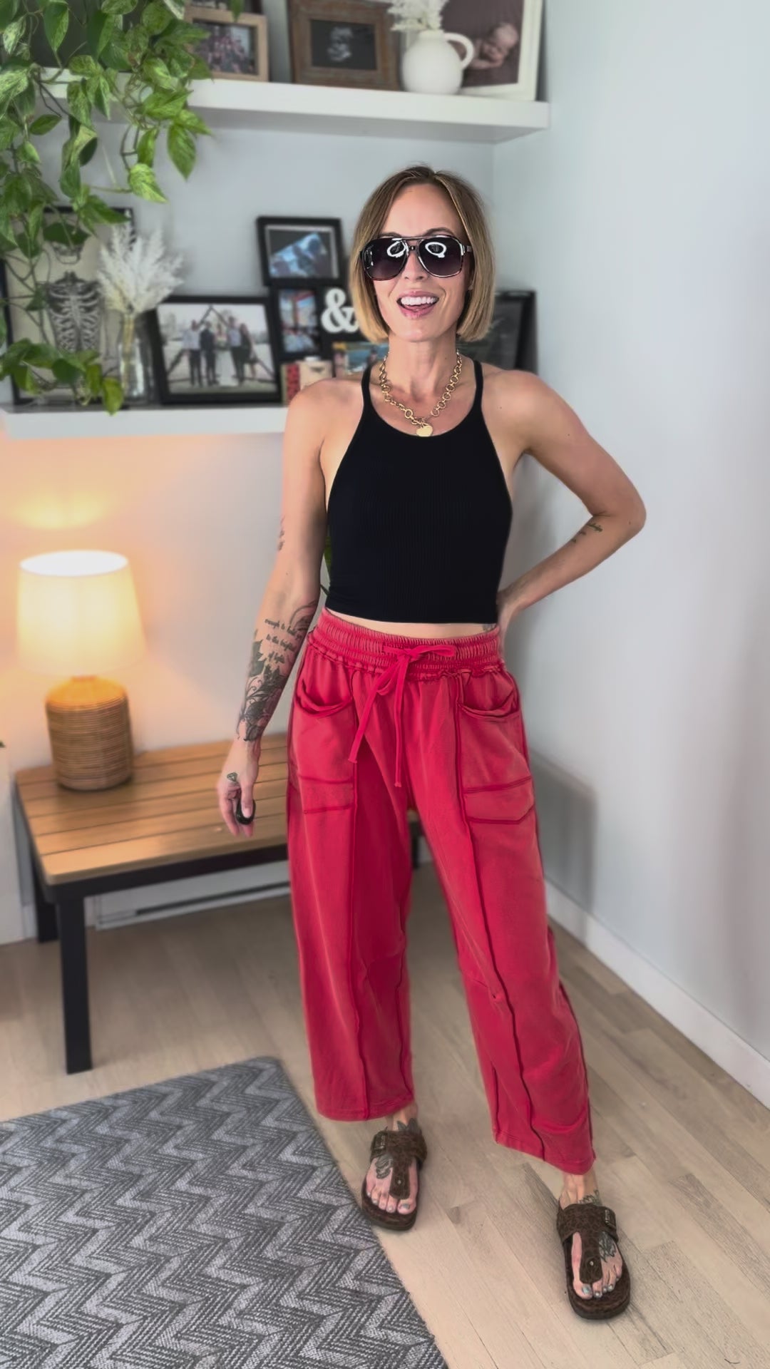 Amery Mineral Washed Barrel Pant- MINERAL RED