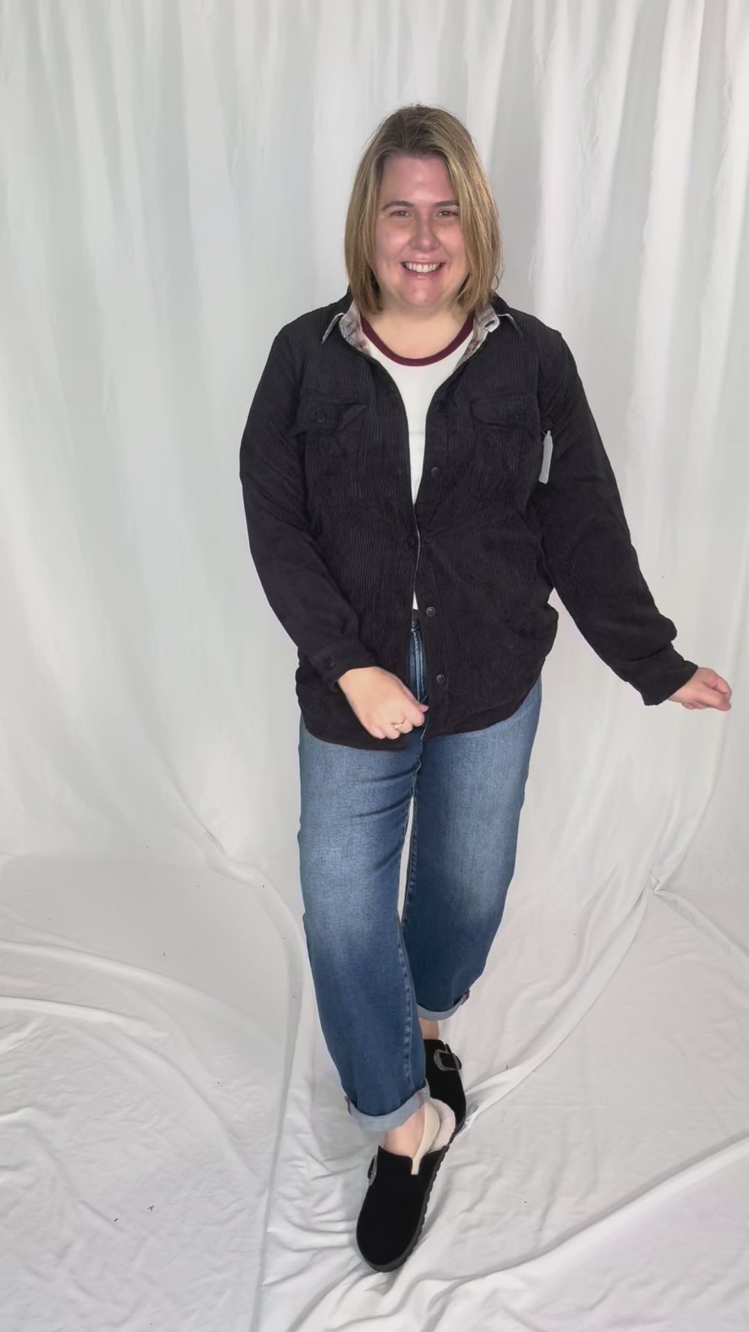 Pumpkin Patch Reversible Shacket- BLACK