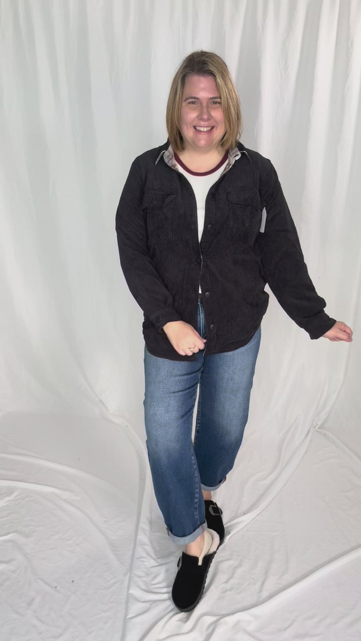 Pumpkin Patch Reversible Shacket- BLACK