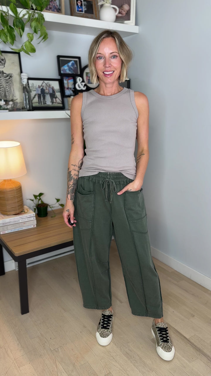 Chase Mineral Washed Cotton Pants- PINE GREEN