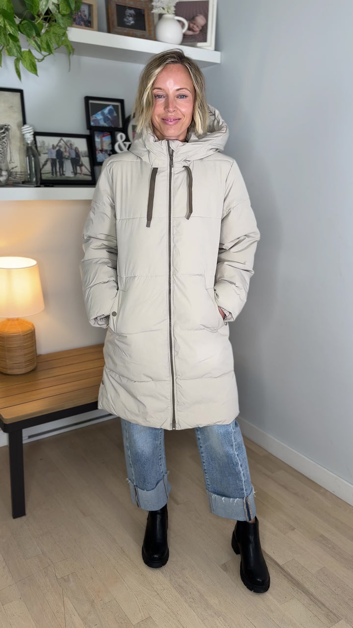 ONLY Blair Long Hooded Puffer Jacket- SILVER LINING