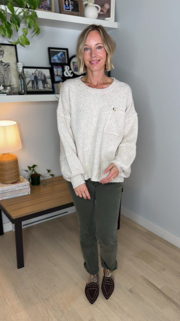 Courtland Pocket Sweater- OATMEAL