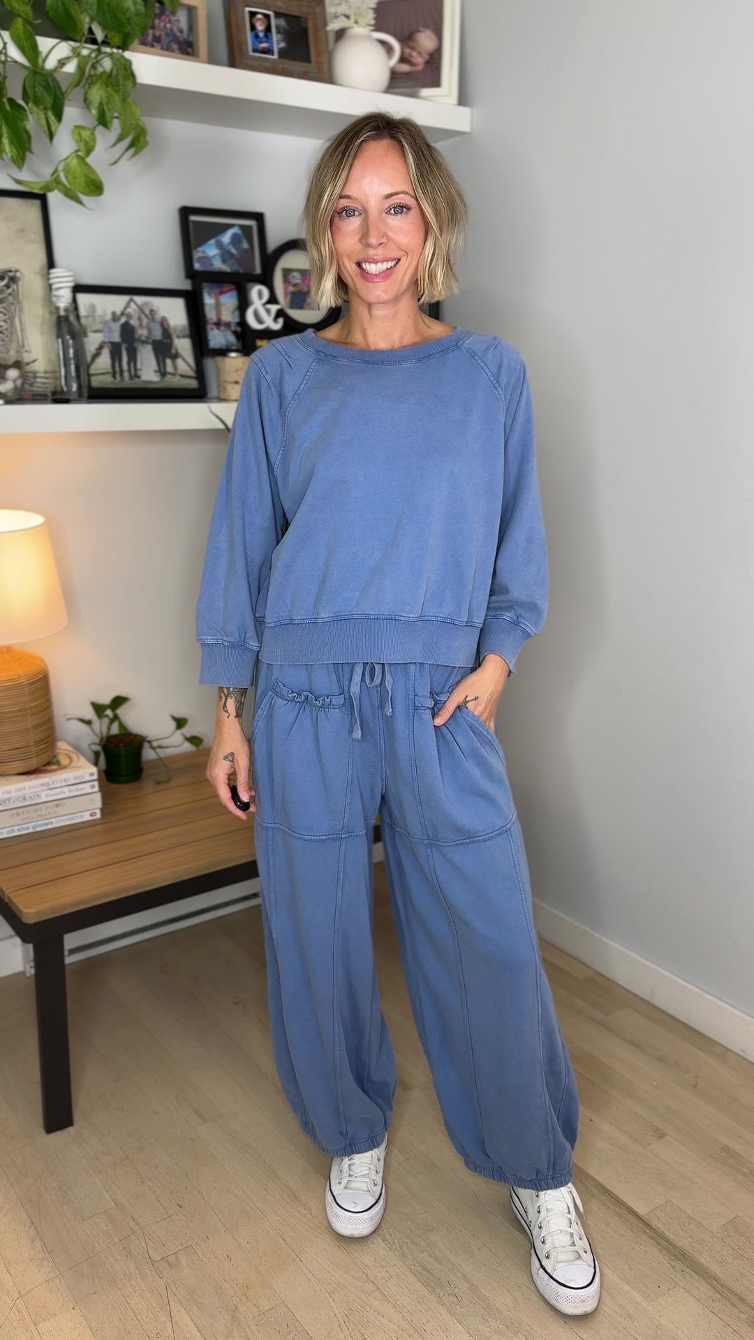 Kerima Washed Cotton Barrel Set- DUSTY BLUE