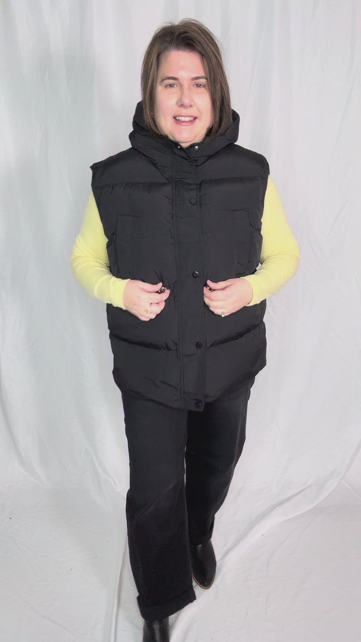 Canyon Hooded Puffer Vest- BLACK-FINAL SALE
