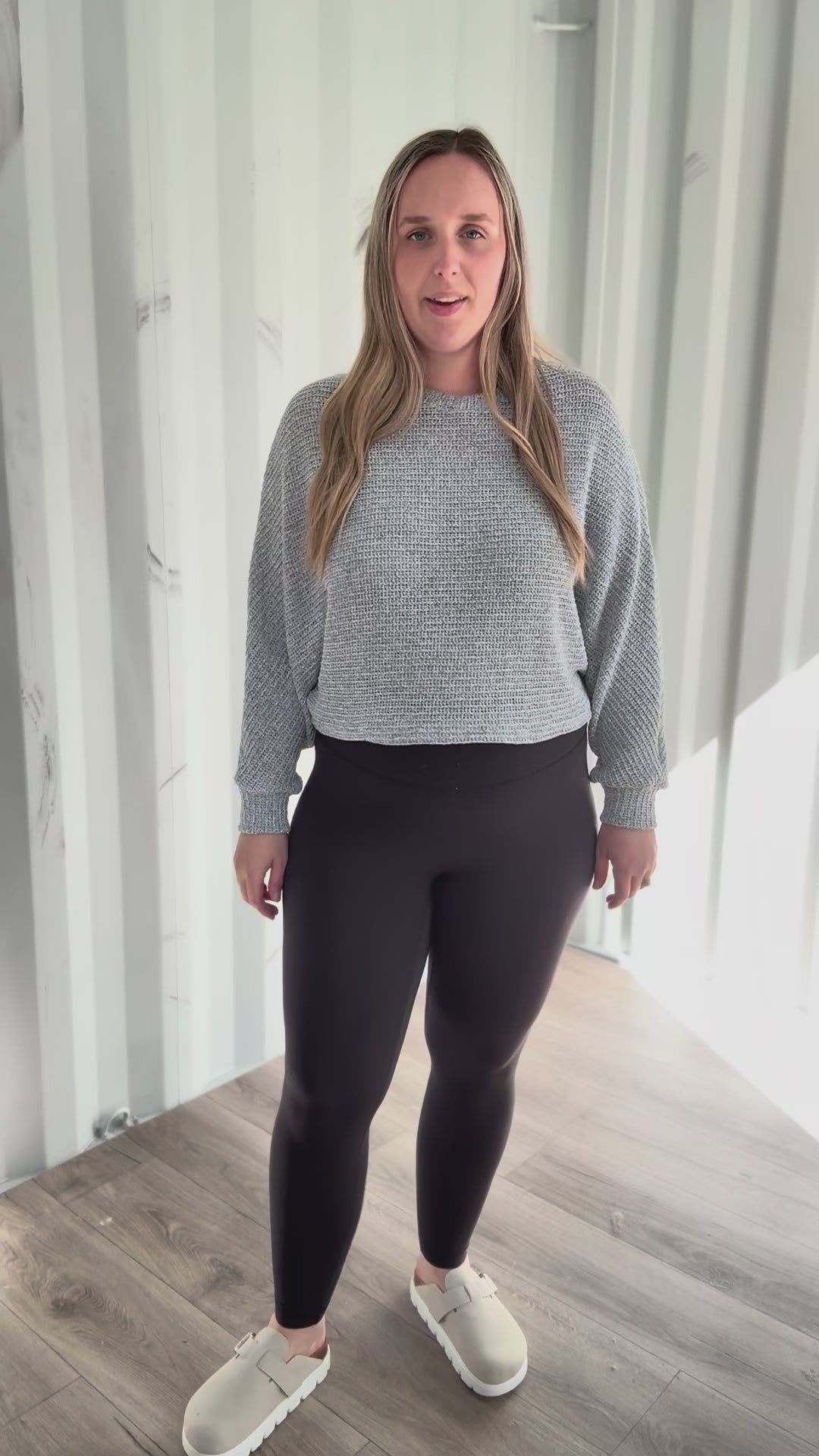 Chailyn Knit Bat Sleeve Crew Neck Sweater- HEATHER GREY