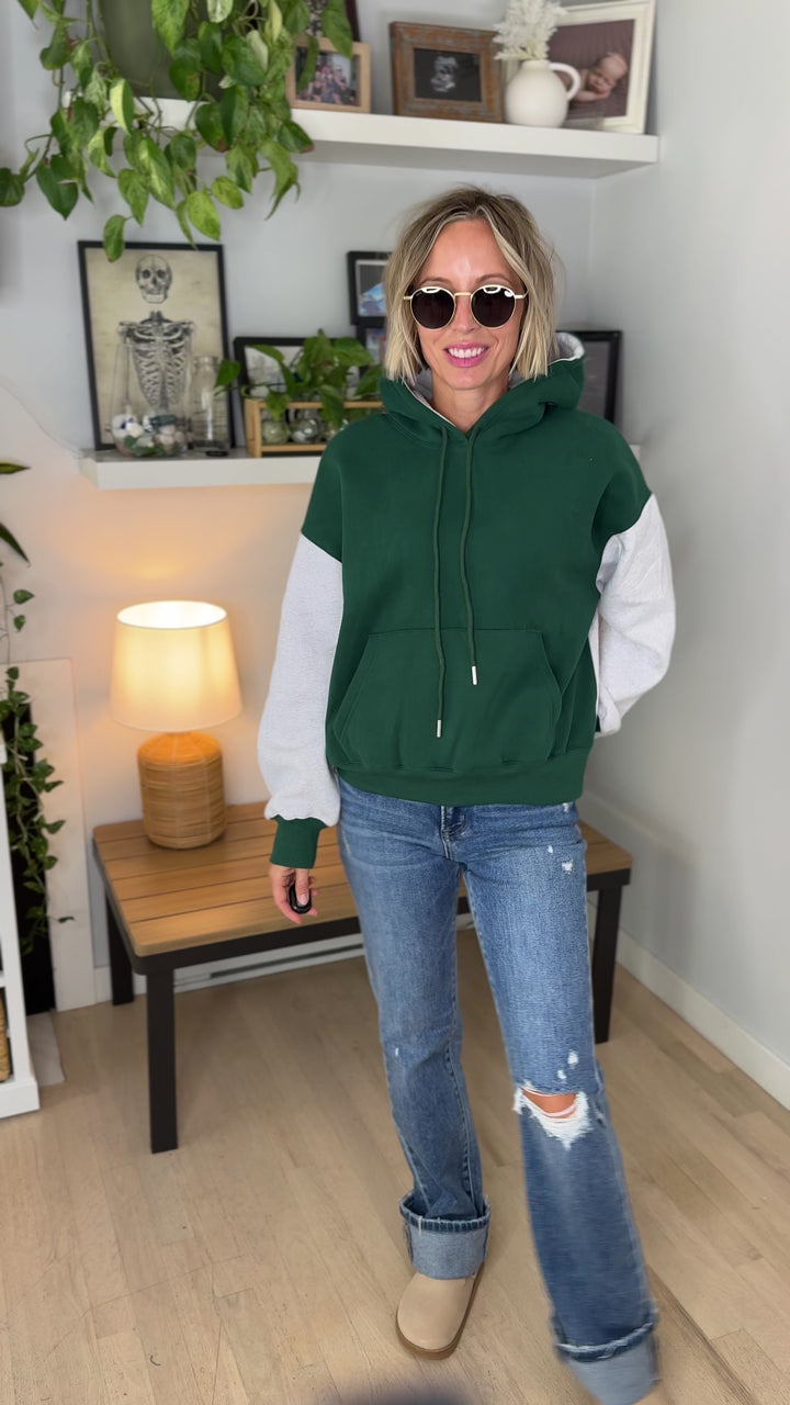 Toffy Two Tone Hoodie- GREEN/GREY