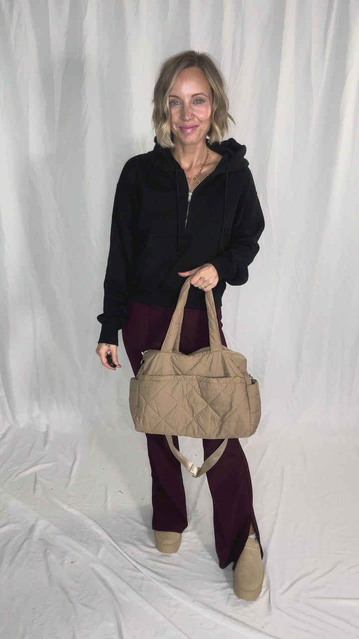 Billie Quilted Weekender Bag- TAUPE