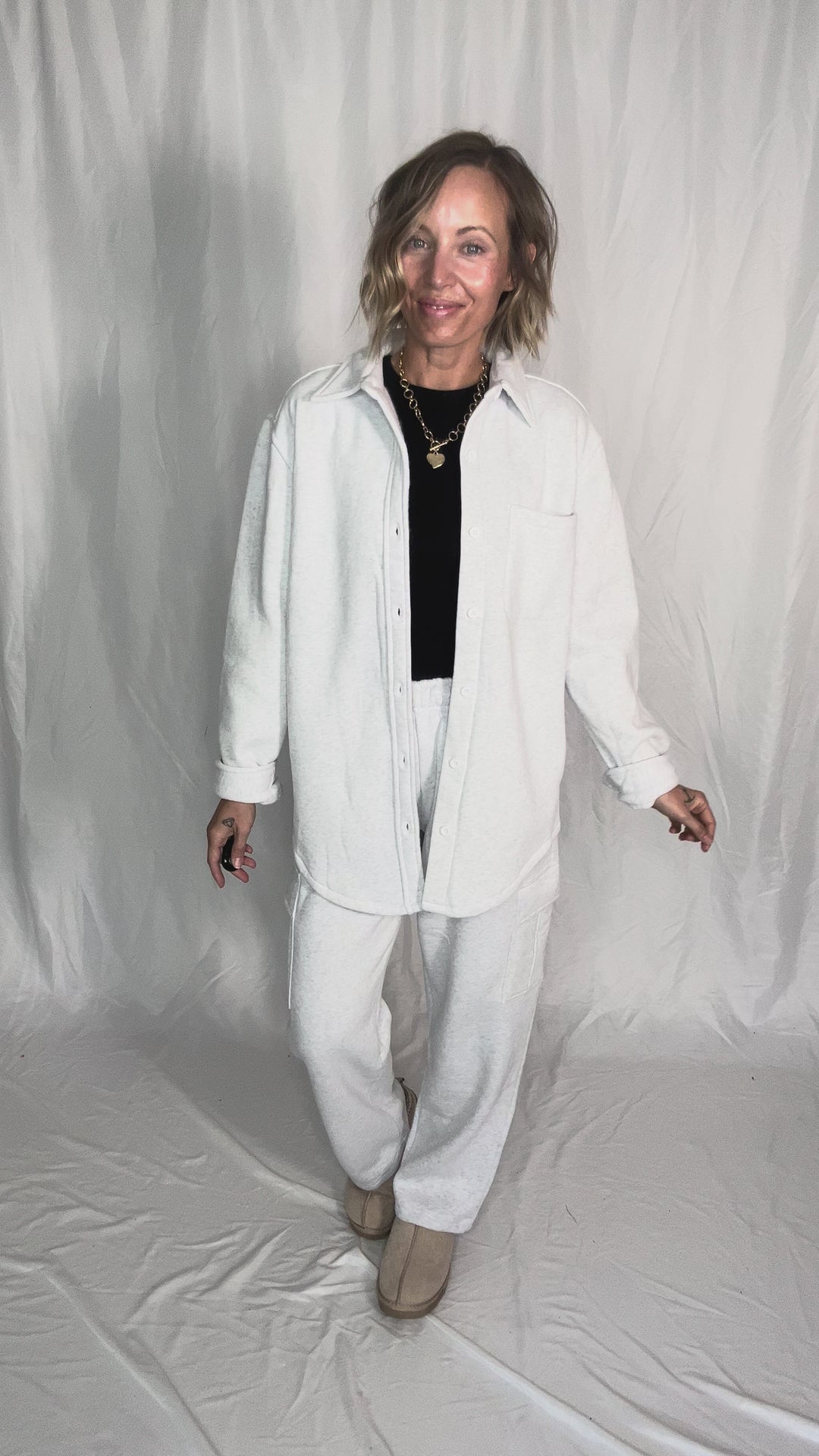 Hana Essential Mid Rise Fleece Cargo Pants- ASH