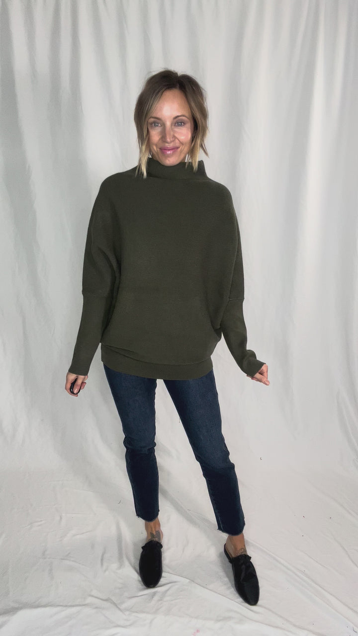 Maren Dolman Sweater- DARK OLIVE