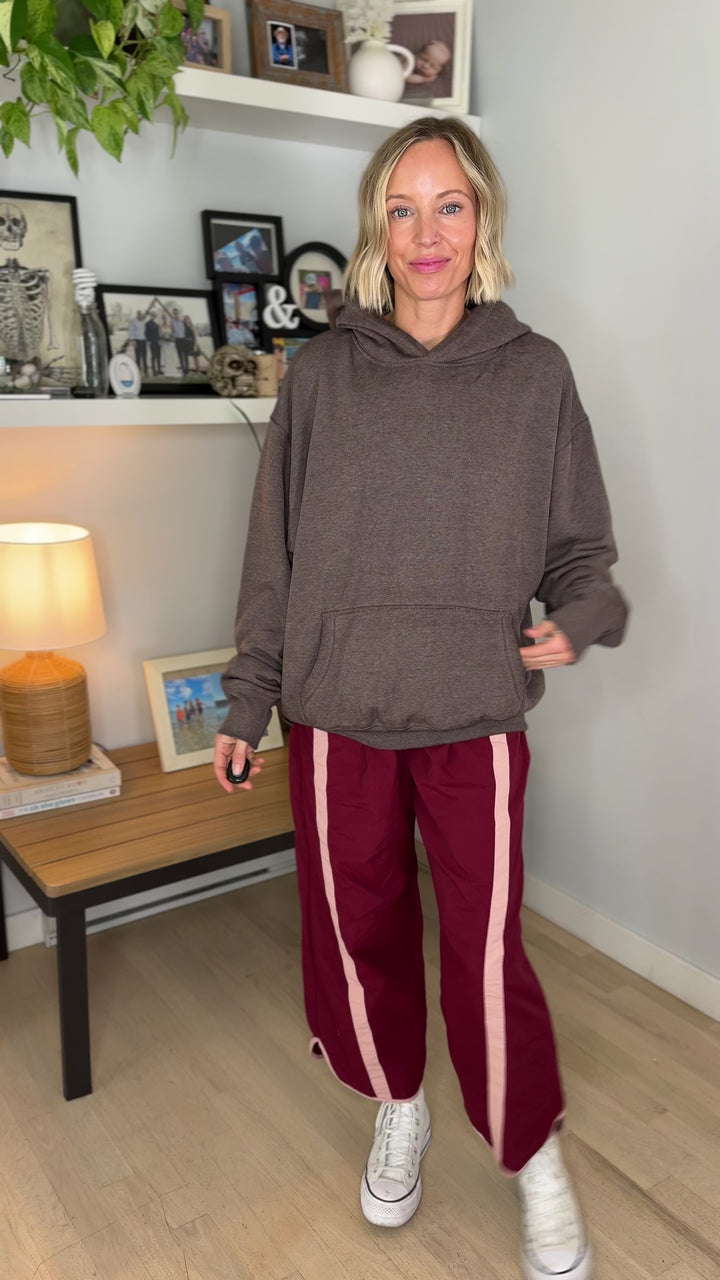 Mono B Burnout Bliss Fleece Hoodie- HEATHER COFFEE BEAN