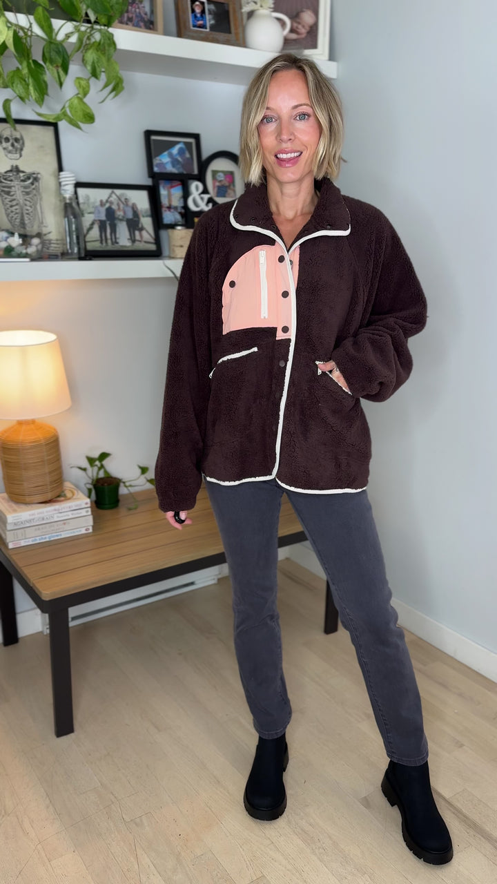 Mary Snap Button Fleece- ESPRESSO