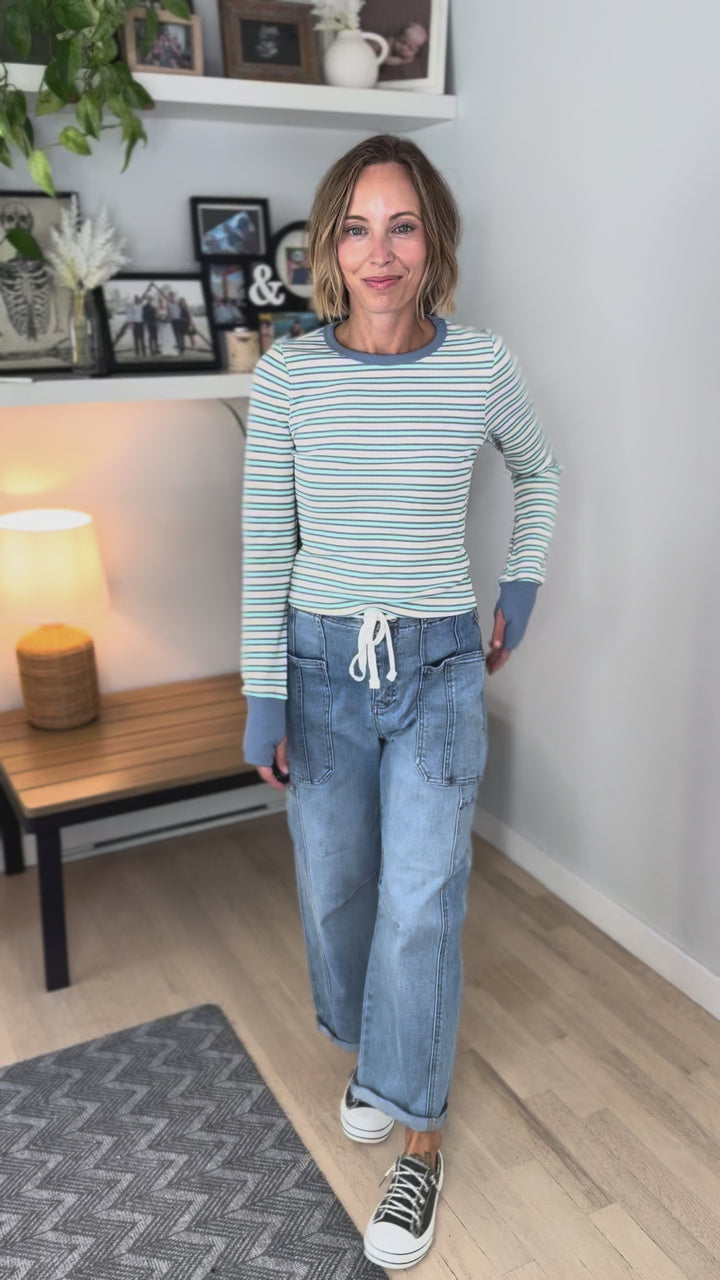 Renata Thermal Long Sleeve- BLUE STRIPE