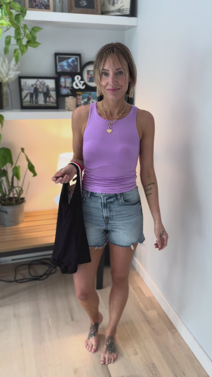 Esme Double Lined Jersey Tank- WHITE