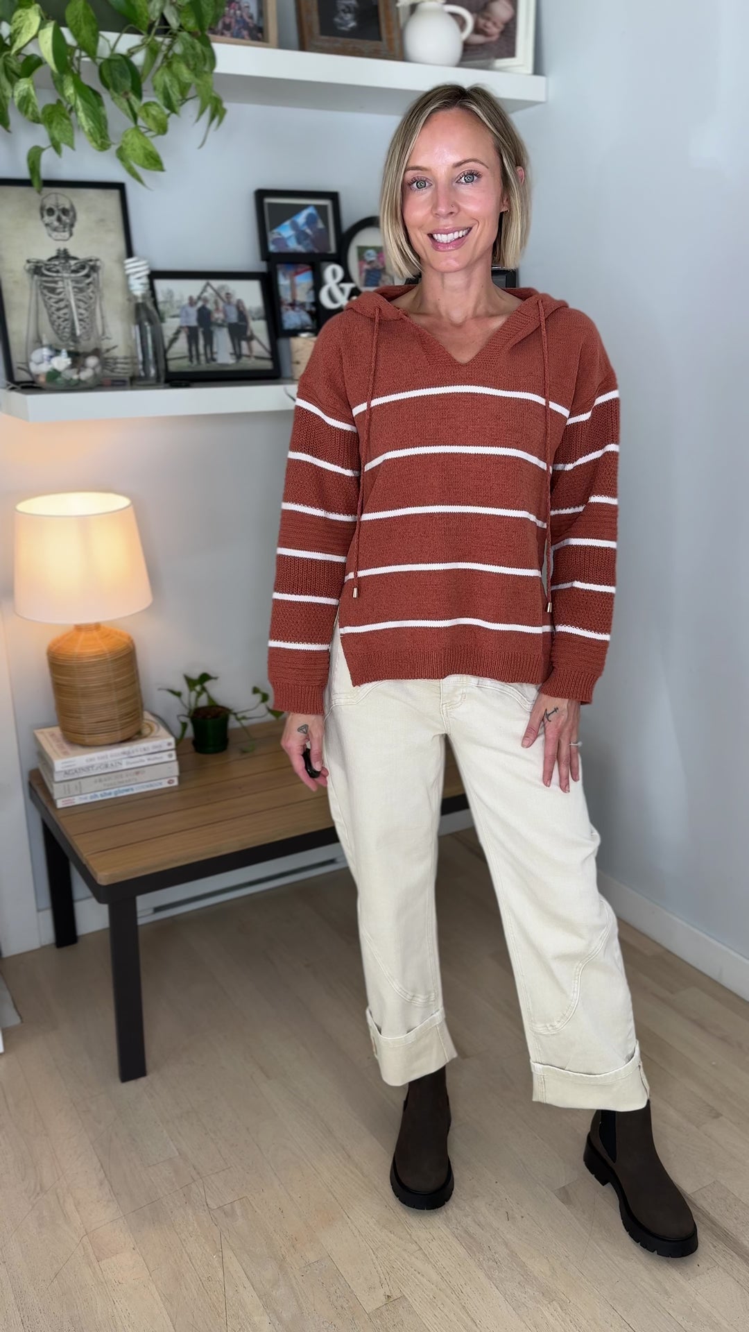 Maddie Striped Hoodie- PUMPKIN SPICE-FINAL SALE